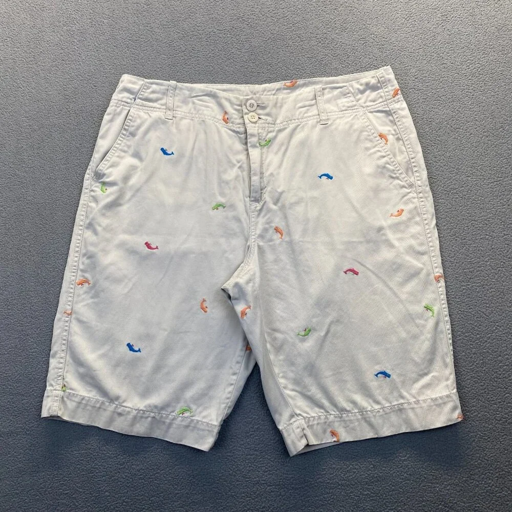 bamboo trader bermuda Beige shorts size 14 Embroidery,Pockets Zipper